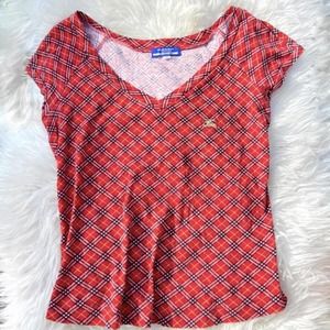 Rare Red Burberry Nova Check Top Size Small